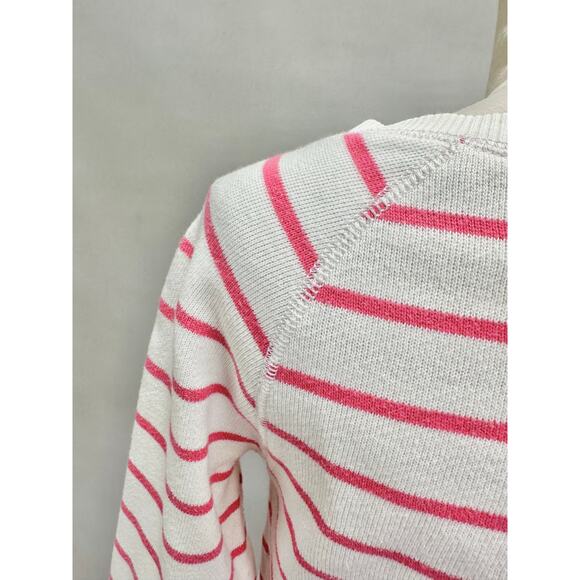 Tommy Hilfiger white & pink stripe lace up sweater Size Small Coastal Preppy y2k - Picture 9 of 14